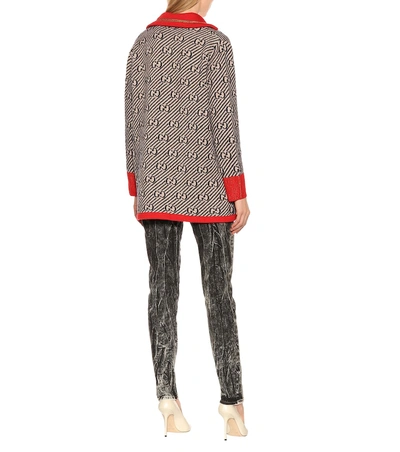 Shop Gucci Wool Jacquard Cardigan In Multicoloured