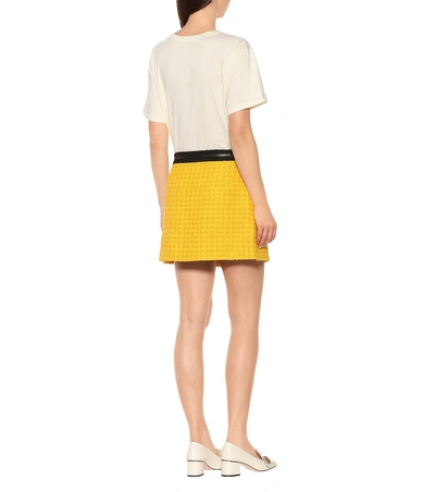 Shop Gucci Tweed Miniskirt In Yellow