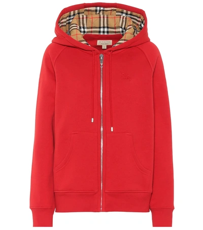 Shop Burberry Cotton-blend Hoodie In Red