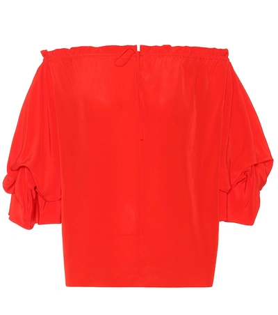 Shop Diane Von Furstenberg Georgeanne Silk-crêpe Top In Red
