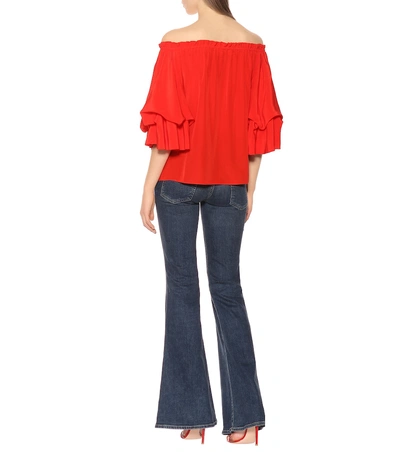 Shop Diane Von Furstenberg Georgeanne Silk-crêpe Top In Red