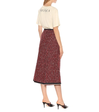Shop Gucci Tweed Wide-leg Pants In Red