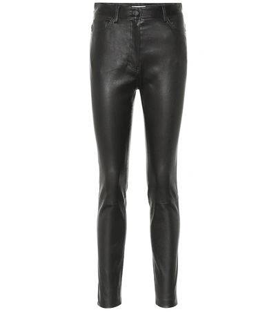 Shop The Row Kate Leather High-rise Skinny Jeans In Black