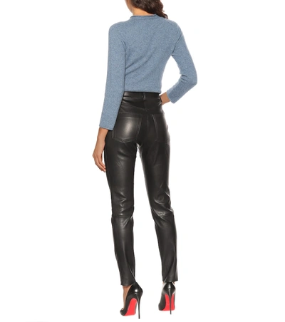 Shop The Row Kate Leather High-rise Skinny Jeans In Black