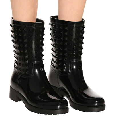 Shop Valentino Rubber Rain Ankle Boots In Black