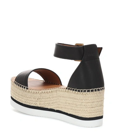 Shop See By Chloé Glyn Leather Platform Espadrille Sandals In Black