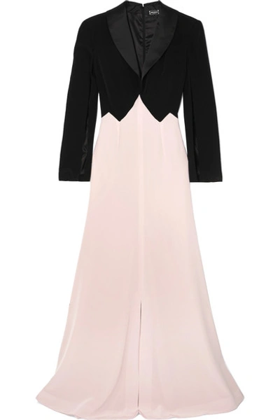 Shop Alexis Mabille Two-tone Satin-trimmed Crepe Gown In Pink