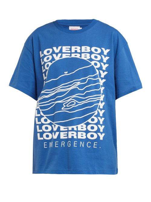 Charles Jeffrey Loverboy - Logo Print Cotton T Shirt - Womens - Blue In