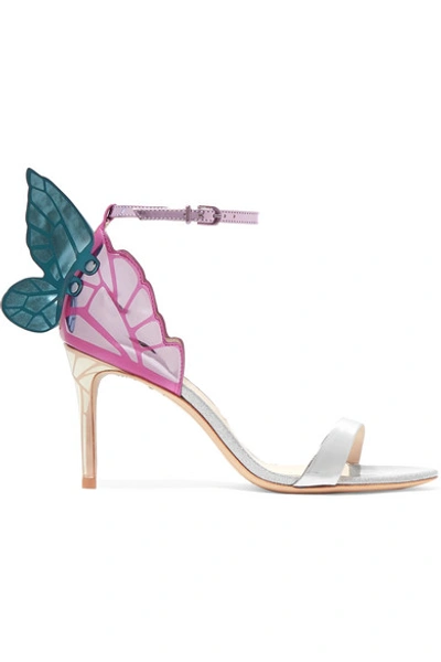 Shop Sophia Webster Chiara Mirrored And Glittered Leather Sandals In Silver