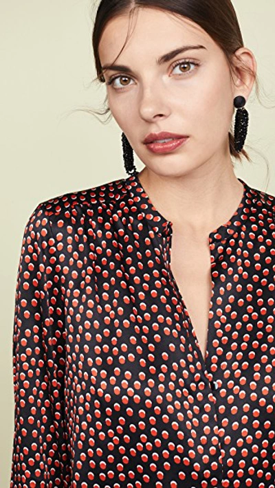 Shop L Agence Bardot Band Collar Blouse In Flame Red Multi