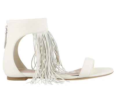 Shop Alexander Mcqueen Fringe Detail Sandals In White
