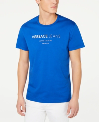 Shop Versace Jeans Men's Logo Graphic T-shirt In Royal Blue