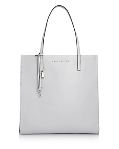 Shop Marc Jacobs The Grind East/west Leather Tote In Ghost Gray/silver