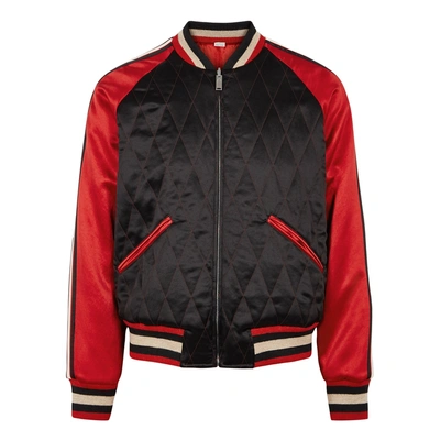 Shop Gucci Reversible Satin Souvenir Jacket In Black