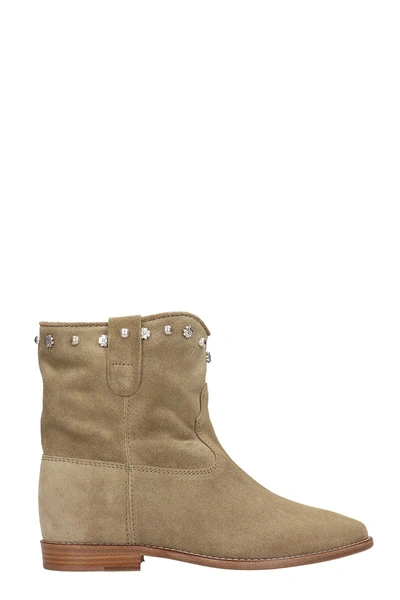 Shop Isabel Marant Crisi Wedge Taupe Suede Ankle Boots