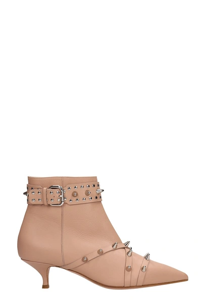 Shop Red Valentino Pink Leather Ankle Boots In Rose-pink