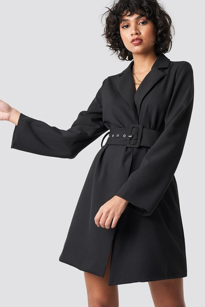 Wreck Derbeville test hardware Na-kd Wide Sleeve Belted Blazer Dress - Black | ModeSens