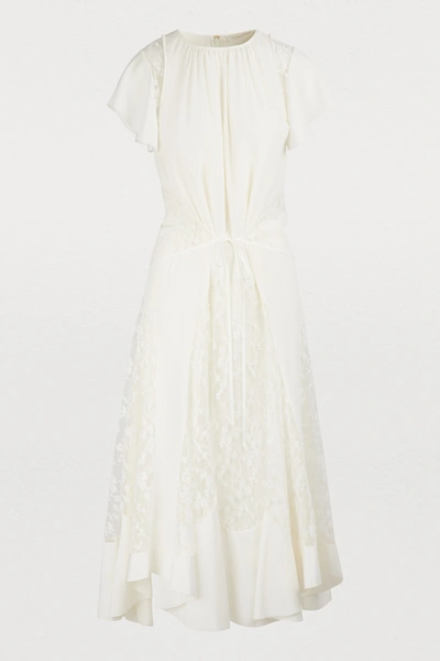 Shop Chloé Lace Midi Dress In Iconic Milk