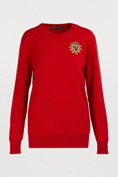 Shop Dolce & Gabbana Heart Cashmere Sweater In Red