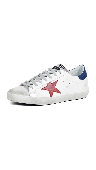 Shop Golden Goose Superstar Sneakers In White/red