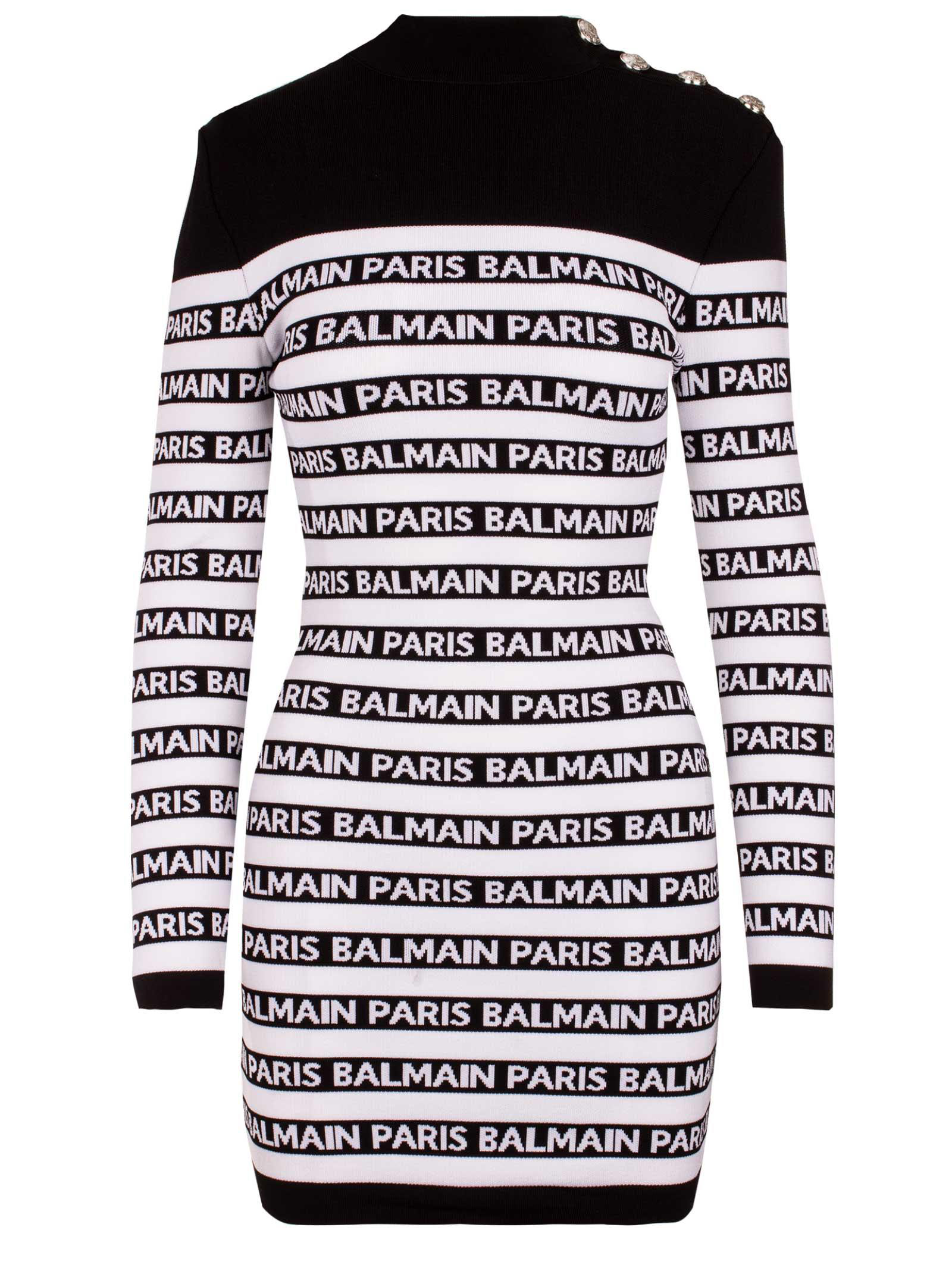 balmain dress black and white