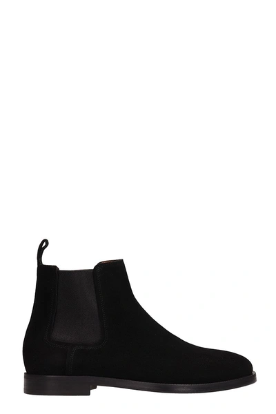 Shop Lanvin Black Suede Chelsea Ankle Boots