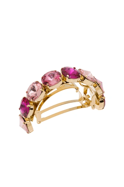 Shop L Erickson L. Erickson Crystal Ponytail Barrette In Fuchsia  Rose & Gold