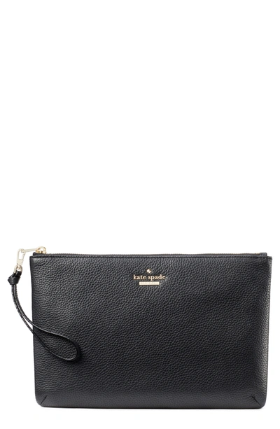 Shop Kate Spade Jackson Street - Finley Quilted Leather Clutch - Grey In Ash Grey
