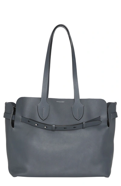 Shop Burberry Medium Belt Bag Leather Tote - Grey In Dark Pewter Grey