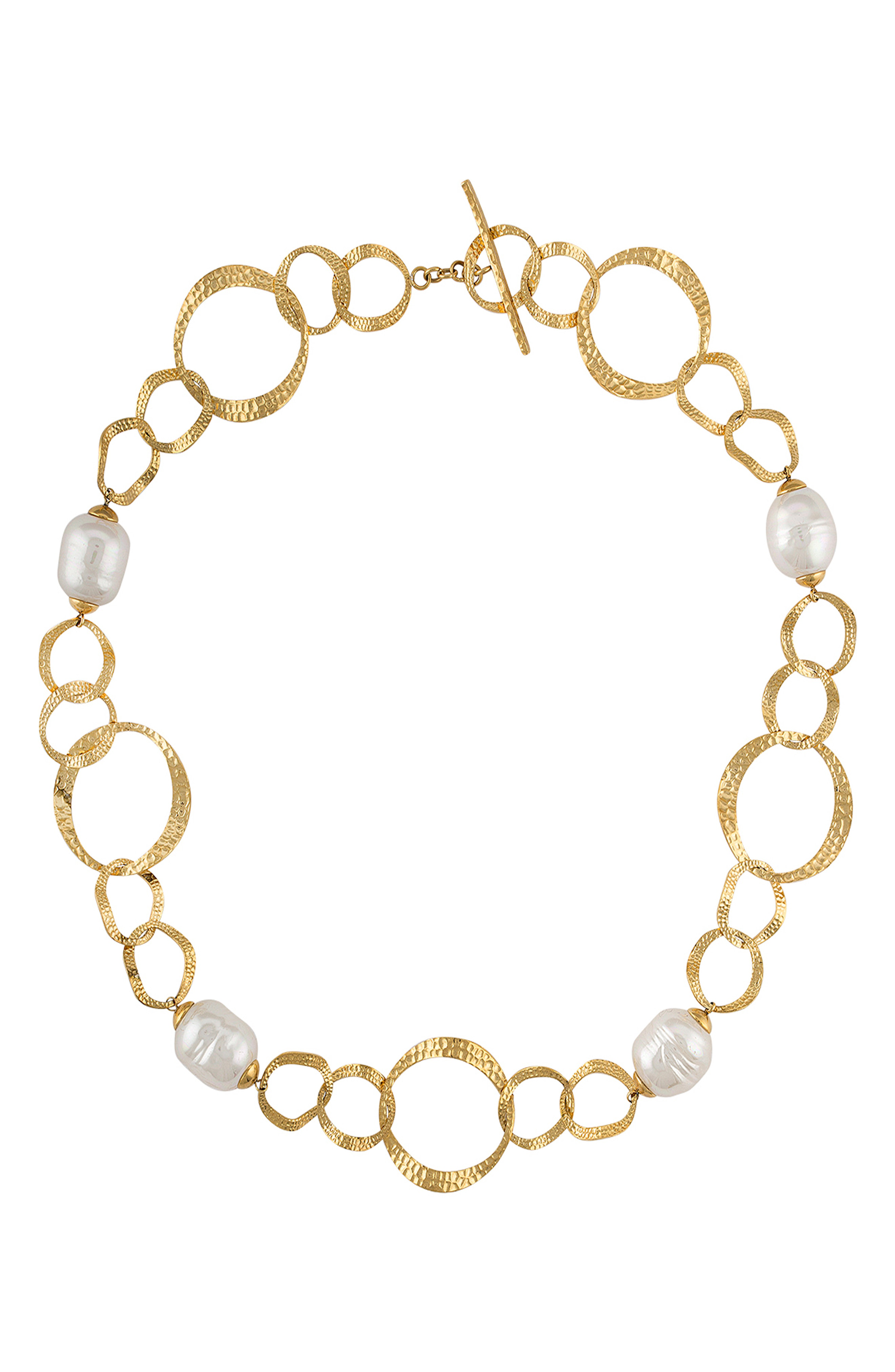 Majorica Gold-tone Imitation Pearl Circle Link 16