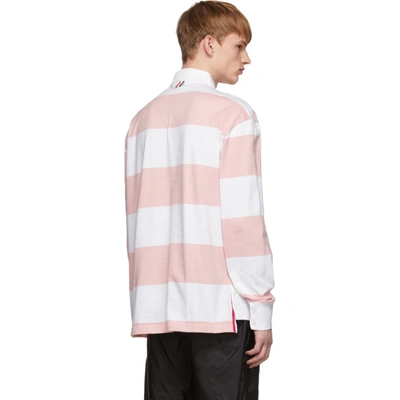 Shop Thom Browne Pink And White Rugby Stripe Polo In 680 Ltpink