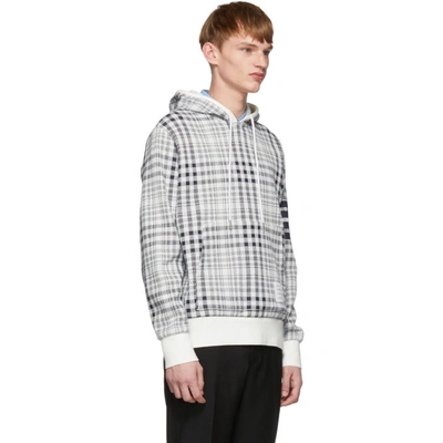 Shop Thom Browne White And Navy Jacquard Shadow Hoodie In 415 Navy
