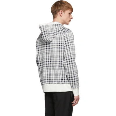 Shop Thom Browne White And Navy Jacquard Shadow Hoodie In 415 Navy