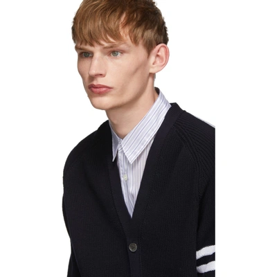 Shop Thom Browne Navy Half And Half Cardigan In 415 Navy