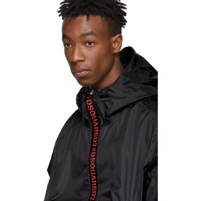 Shop Dsquared2 Black Logo Hooded Jacket In 900 Black