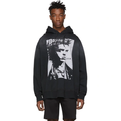 Shop Dsquared2 Black Military Punk Hoodie In 900 Black