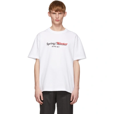 Shop Sacai White Printed T-shirt In White 101