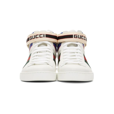 GUCCI 白色 NEW ACE 条纹高帮运动鞋