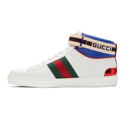 Shop Gucci White Striped New Ace High-top Trainers