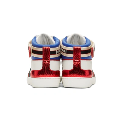 Shop Gucci White Striped New Ace High-top Sneakers