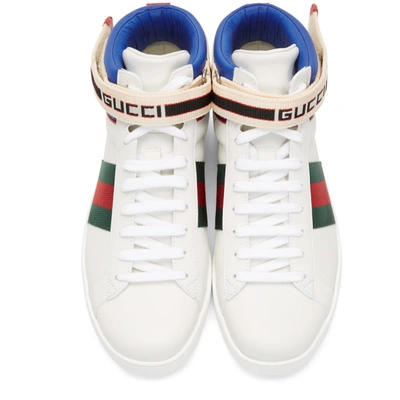 Shop Gucci White Striped New Ace High-top Trainers