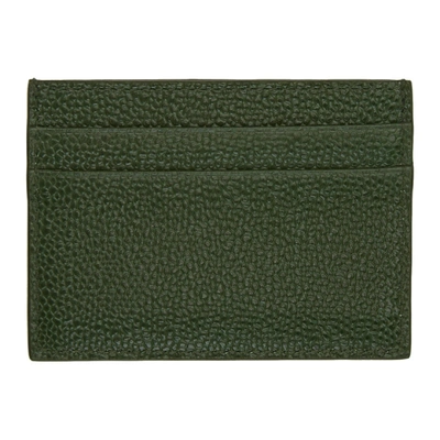 Shop Thom Browne Green Stripe Double Sided Card Holder In 300 Dkgrn