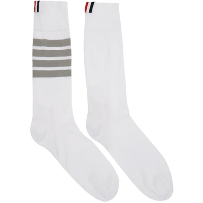 Shop Thom Browne White Lightweight Mid-calf Socks In 100 White