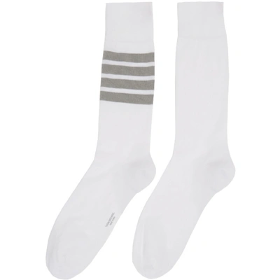 Shop Thom Browne White Lightweight Mid-calf Socks In 100 White