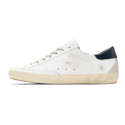 Shop Golden Goose White And Navy Superstar Sneakers In White Blue