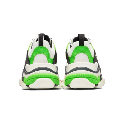 Shop Balenciaga White & Green Triple S Sneakers