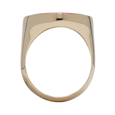 Shop Balenciaga Red & Gold Oval Chevaliere Ring In 8747 Rouge