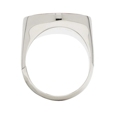 Shop Balenciaga Black And Silver Oval Chevaliere Ring In 8748 Noir E
