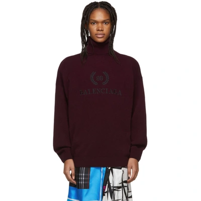 Shop Balenciaga Purple Bb Turtleneck In 8575 Berry