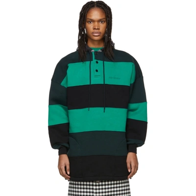 Shop Balenciaga Green And Black Patchwork Hoodie In 5567 Multi